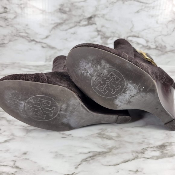 Tory Burch Adrienne Brown Suede Wedge Bootie - Picture 7 of 7